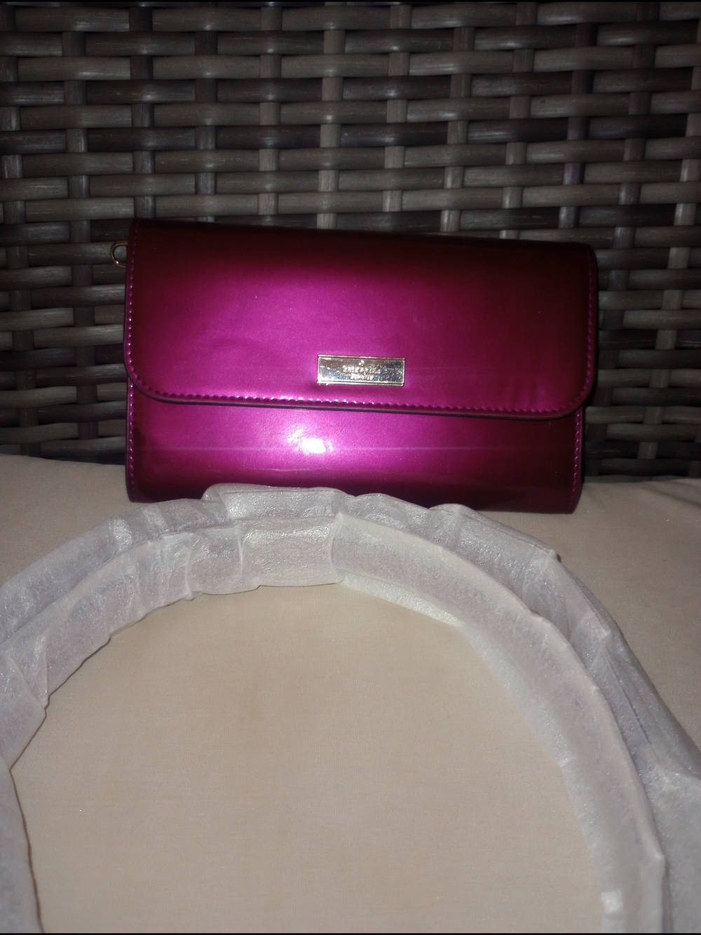 Kate Spade Kenzie Medium Flap Wristlet In Dark Raspberry, Replaced Strap